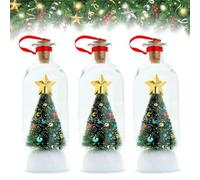 Message d'arbre de Noël dans Une Bouteille, Ornement de Bouteille de Message Vocal enregistrable de l'arbre de Noël avec liège de Lecture, scène enneigée dans Une Bouteille nostalgique (3PCS)