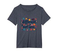 Message différent Not Less Special Education Inclusion T-Shirt, Femme Grandes Tailles, Bleu Chiné, 6X