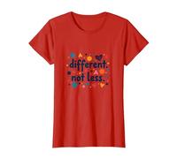 Message différent Not Less Special Education Inclusion T-Shirt, Femme, Rouge, XXL