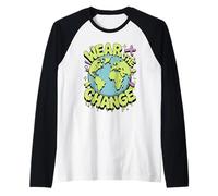 Message du mouvement écologique « Wear the Change World Earth » Manche Raglan
