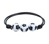 Message Empilable Couple Jonc Naturelle Bijoux De Football Bracelets Noir Rouge Blanc Marron Perles De Football Bracelet De Balle Inspirant Réglable Pour Les Maman Bracelet Acier (A, One Size)