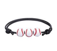 Message Empilable Couple Jonc Naturelle Bijoux De Football Bracelets Noir Rouge Blanc Marron Perles De Football Bracelet De Balle Inspirant Réglable Pour Les Maman Bracelet Acier (BK1, One Size)
