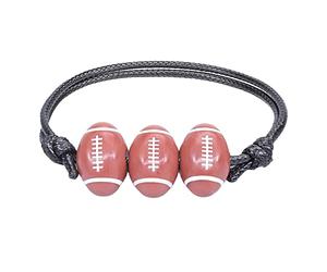 Message Empilable Couple Jonc Naturelle Bijoux De Football Bracelets Noir Rouge Blanc Marron Perles De Football Bracelet De Balle Inspirant Réglable Pour Les Maman Bracelet Acier (BK4, One Size)