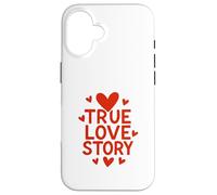 Message en Forme de cœur True Love Story Coque pour iPhone 16