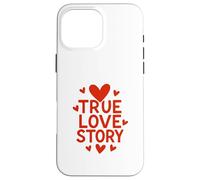 Message en Forme de cœur True Love Story Coque pour iPhone 16 Pro Max