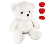 Message in a Cuddle Câlins avec Enregistrement Vocal [Microphone + MP3] | Peluche Ours (Blanc) 45cm | Enregistreur Vocal Inc. | Votre Propre Voix | Présent: Valentine - Anniversaire - Naissance