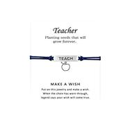 Message Perles Lune En Noir Bijoux Teach Card bracelet bracelet pour l'enseignant bénédiction carte inspirante bijoux d'oreilles Acier Naturelle Cadeau Petite Argenté Bijoux (Navy, One Size)