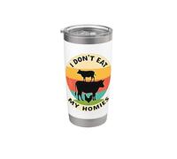 Message végétalien de compassion animale vache de ferme Gobelet isotherme en acier inoxydable double paroi