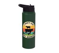 Message végétalien de compassion animale vache de ferme Stainless Steel Insulated Water Bottle