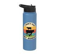 Message végétalien de compassion animale vache de ferme Stainless Steel Insulated Water Bottle
