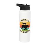 Message végétalien de compassion animale vache de ferme Stainless Steel Insulated Water Bottle