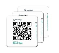 MESSAGENES | 3x Autocollant WhatsApp pour votre entreprise | MultiAccès avec QR et NFC | Multi-langue | Matériaux haut de gamme durables | à installer en vitrine, vitrine comptoir de votre magasin