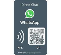 MESSAGENES | 3x Autocollant WhatsApp pour votre entreprise | MultiAccès avec QR et NFC | Multi-langue | Matériaux haut de gamme durables | à installer en vitrine, vitrine comptoir de votre magasin