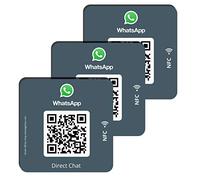 MESSAGENES | 3x Autocollant WhatsApp pour votre entreprise | MultiAccès avec QR et NFC | Multi-langue | Matériaux haut de gamme durables | à installer en vitrine, vitrine comptoir de votre magasin