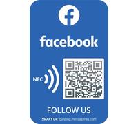 MESSAGENES | Autocollant adhésif Facebook avec Smart QR et NFC | 1 Unité Rectangulaire | Augmenter le nombre d'abonnés | QR réutilisable : modifiez le lien de l'autocollant quand vous le souhaitez