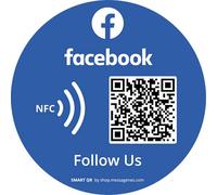 MESSAGENES | Autocollant Facebook Suivez-nous avec Smart QR et NFC | 1 Unité Ronde | Augmenter le nombre d'abonnés en 1 clic | QR réutilisables quand vous voulez | Idéal pour vitrine ou mur