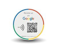 MESSAGENES | Autocollant Google QR et NFC | 1 Unité Rondé | Plaque Autocollant Avis Google | QR Code Google Reviews | Évaluations en 1 clic | QR Réutilisable | Plaquette Avis NFC Google