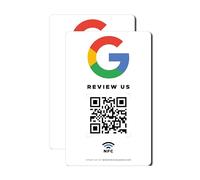 MESSAGENES | Autocollant Google QR et NFC | Autocollant Avis Plaque Google | Pack 2 Unités 12 x 8 cm | QR Code Google Reviews | Évaluations en 1 clic | QR Réutilisable | Plaquette Avis NFC Google