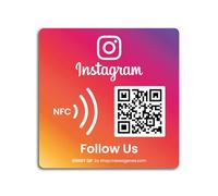 MESSAGENES | Autocollant Instagram Suivez-nous avec Smart QR et NFC | 1 Unité Carrée | Augmenter le nombre de followers en 1 clic | QR réutilisables quand vous voulez | Idéal pour vitrine