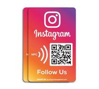 MESSAGENES | Autocollant Instagram Suivez-nous avec Smart QR et NFC | Plaque Autocollant Avis Instagram QR + NFC | PACK 2 Unités 8,6 x 5,5 cm | QR Code Instagram | Augmenter followers en 1 clic
