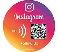 MESSAGENES | Autocollant Instagram Suivez-nous avec Smart QR et NFC | Plaque Autocollant Avis Instagram QR + NFC | 1 Unité Ronde | QR Code Instagram | Augmenter followers en 1 clic | QR Réutilisables
