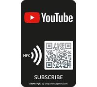 MESSAGENES | Autocollant YouTube | 1 Unité Carte | Adhésif polyvalent et avec Smart QR et NFC | Augmentez le nombre d'abonnés et faites la promotion de votre chaîne
