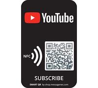MESSAGENES | Autocollants YouTube | Pack 2 Unités Carte | Adhésif polyvalent et avec Smart QR et NFC | Augmentez le nombre d'abonnés et faites la promotion de votre chaîne