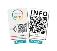 MESSAGENES | Carte Avis Google QR et NFC | Carte NFC Google Avis | 1 Unité 12 x 8 cm | 2 Côtés | Plaque Google QR et NFC + INFO | Obtenez des Avis Facilement| Améliorez votre Classement Google Avis
