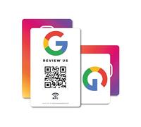 MESSAGENES | Carte Avis Google QR et NFC + Instagram | Carte NFC Google Avis + QR Code Instagram | PACK 2 Unités 8,6x5,5 cm | 2 Côtés | Plaque Google QR et NFC + Instagram | Augmenter Avis + Followers