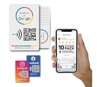 MESSAGENES | Évaluez-nous sur les autocollants Google QR Code | Code QR intelligent réutilisable et NFC | Lot de 10 unités | Rectangulaire 8,6 x 5,5 cm | Modifiez le lien quand vous le souhaitez |