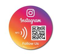 MESSAGENES | Follow Us on Instagram QR NFC Stickers | Autocollants de réseaux sociaux | Boost Follower | Pack de 2 unités rondes | QR dynamique et réutilisable | Autocollant Instagram pour affaires |