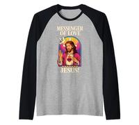 Messager de l'amour Jésus Vibrant Pop-Art chrétien Vintage Manche Raglan