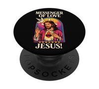 Messager de l'amour Jésus Vibrant Pop-Art chrétien Vintage PopSockets PopGrip Adhésif