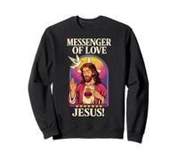 Messager de l'amour Jésus Vibrant Pop-Art chrétien Vintage Sweatshirt