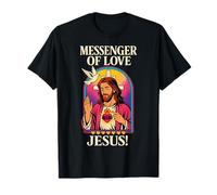 Messager de l'amour Jésus Vibrant Pop-Art chrétien Vintage T-Shirt