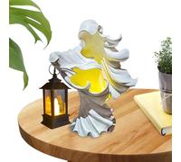 Messager de l'enfer avec lanterne - Décoration fantôme en résine vintage | Statues de sorcière de lanternes d'Halloween pour la fête de jardin de pelouse de cour extérieure de maison, décorations d'Ha