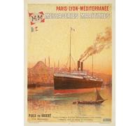 Messageries Maritimes Paris en Orient (1909) Affiche Imprimée par Eugène d'Argence (24 x 36)