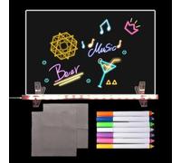 Messages acryliques lumineux, tableau effaçable à sec LED, note de luminosité de bureau - LED - Carte d'effacement de message de dessin acrylique pour