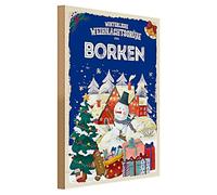 Messages de Noël d'hiver | en écorces | Plaque en bois | 30 cm x 40 cm