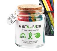 Messages positifs dans une bouteille, petit pot inspirant, cartes de soutien motivant pour soulager le stress, bien-être, encouragement, pleine conscience, cadeau de soins personnels, 8,4 x 6,5 x 7,9
