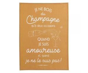 MESSAGES Torchon 100% coton 50x70 Je ne bois du Champagne... WINKLER