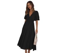 MessBebe Chemise de Nuit Femme Manches Courtes col Rond Robe de Nuit Chambre à Coucher Robe de T-Shirt avec Poche Couleur Unie