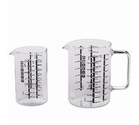 Lot de 2 verres mesureur , contenance 0,50 l, dimension 80 x 134 mm, contenance 1 l, dimensions 150 x 150 mm - verre borosilicate-très haute résistance 172 SIMAX