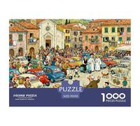 Messe dominicale surpeuplée au Village de Toscane Puzzle en Bois Imperméable DIY Puzzles De 1000 Pièces pour Adultes Cadeaux Coloré Jeux De Stimulants