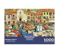 Messe dominicale surpeuplée au Village de Toscane Puzzle en Bois Imperméable DIY Puzzles De 1000 Pièces pour Adultes Coloré Jeux De Stimulants