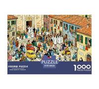 Messe dominicale surpeuplée au Village de Toscane Puzzle en Bois Imperméable DIY Puzzles De 1000 Pièces pour Adultes Cadeaux Amusant Jeux De Stimulants