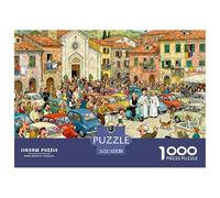 Messe dominicale surpeuplée au Village de Toscane Puzzle en Bois Imperméable DIY Puzzles De 1000 Pièces pour Adultes Impossible De Décoration pour La Maison