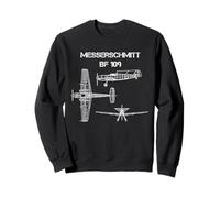 Messerschmitt BF 109 Avion de Chasse Allemand WW2 Blueprint Sweatshirt