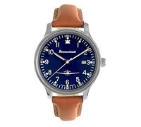Messerschmitt ME42-108L Montre aviateur pour homme avec bracelet en cuir Marron/bleu