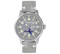 Messerschmitt ME42CH-M Montre pour homme - Élégance et précision - Cadran laqué gris combiné au boîtier en acier inoxydable satiné - Diamètre : 42 mm - Bracelet en cuir - Fabriqué en Allemagne
